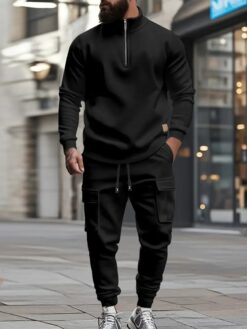 Men’s Retro Sweatshirt and Cargo Pants Set